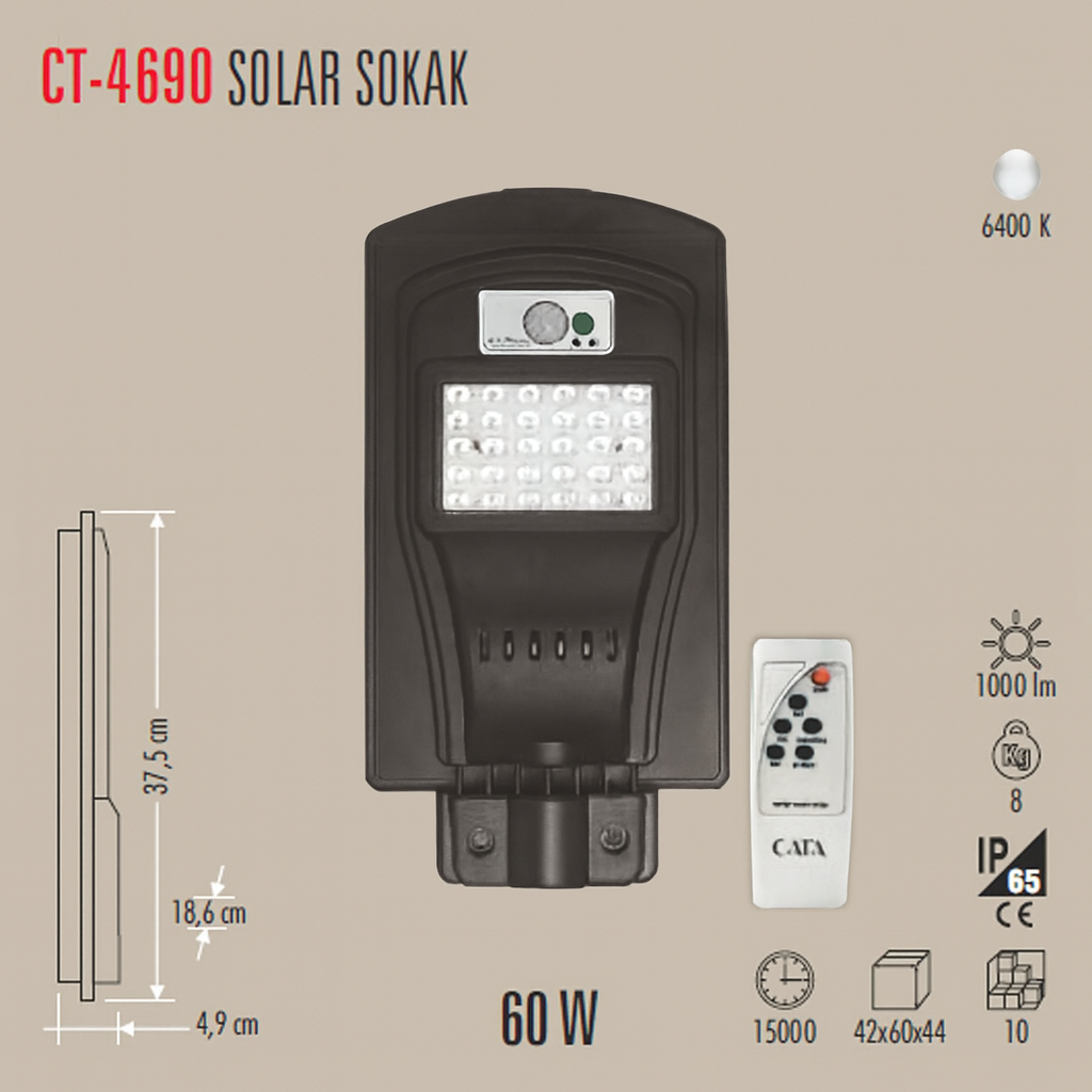 CATA CT-4690 60W Solar Sokak Armatürü