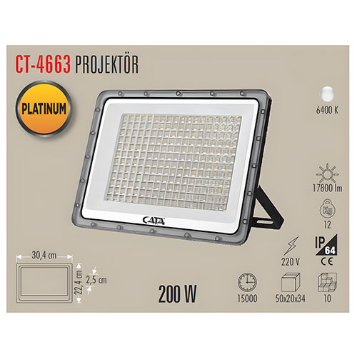 CT-4663 Platinium Led Projektör 200w