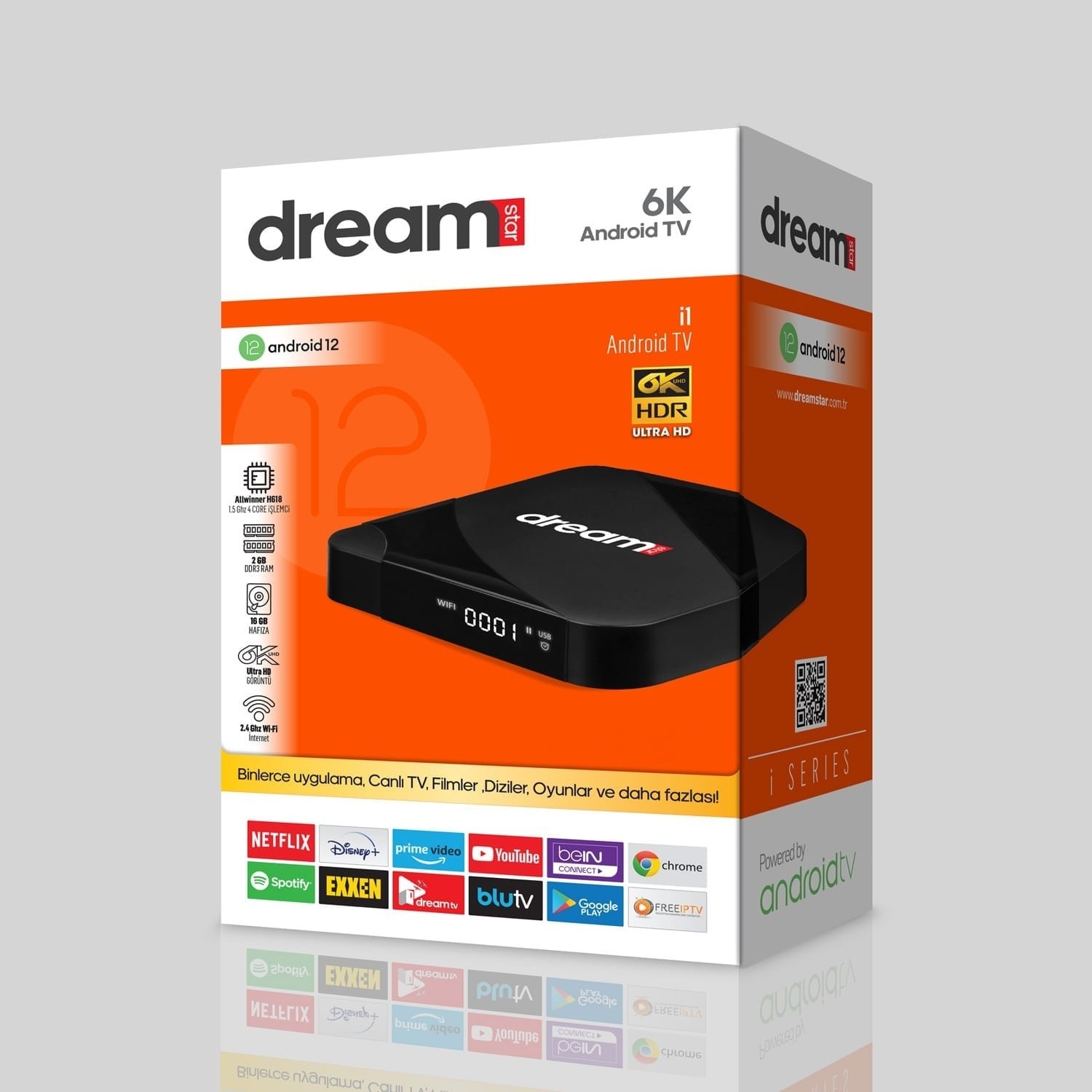 Dreamstar İ1 Android Tv Box | 2GB Ram 16GB Hafıza | Android 12