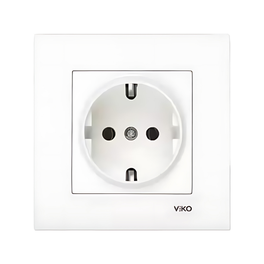 Viko Karre/Meridian Beyaz Topraklı Priz Mekanizma (Çerçeve Hariç)